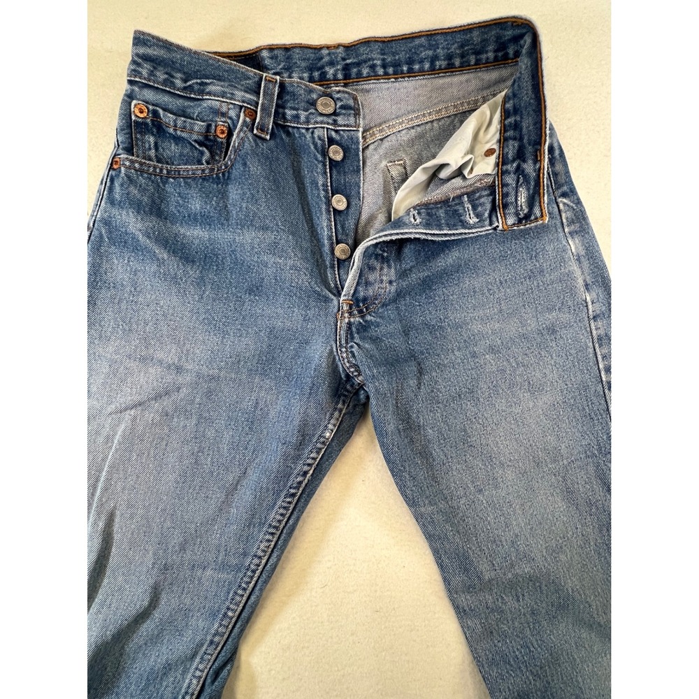Vintage Levis 501 Women High Rise Straight Leg Blue Denim Jeans W28 L30 Mexico - Picture 2 of 9